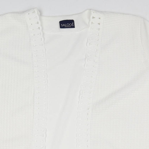 Saloos Womens White V-Neck Polyester Cardigan Jumper Size 18