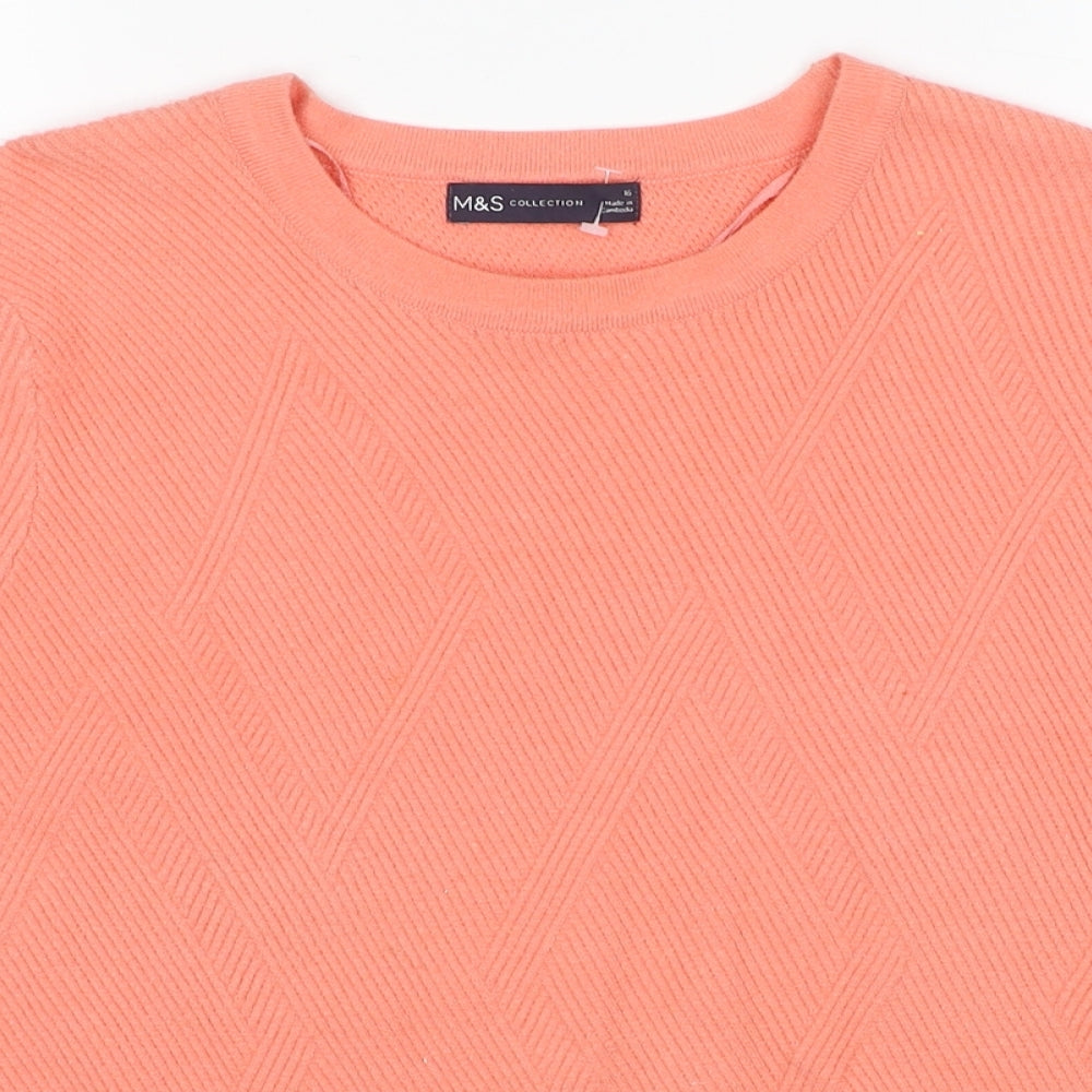 Marks and Spencer Womens Pink Round Neck Viscose Pullover Jumper Size 16