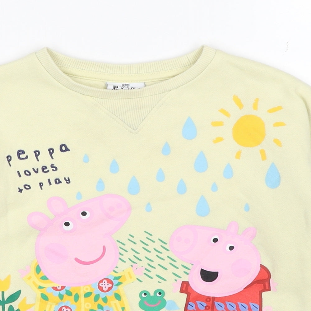 Peppa Pig Girls Yellow Cotton Pullover Sweatshirt Size 3-4 Years Pullover - Peppa Pig