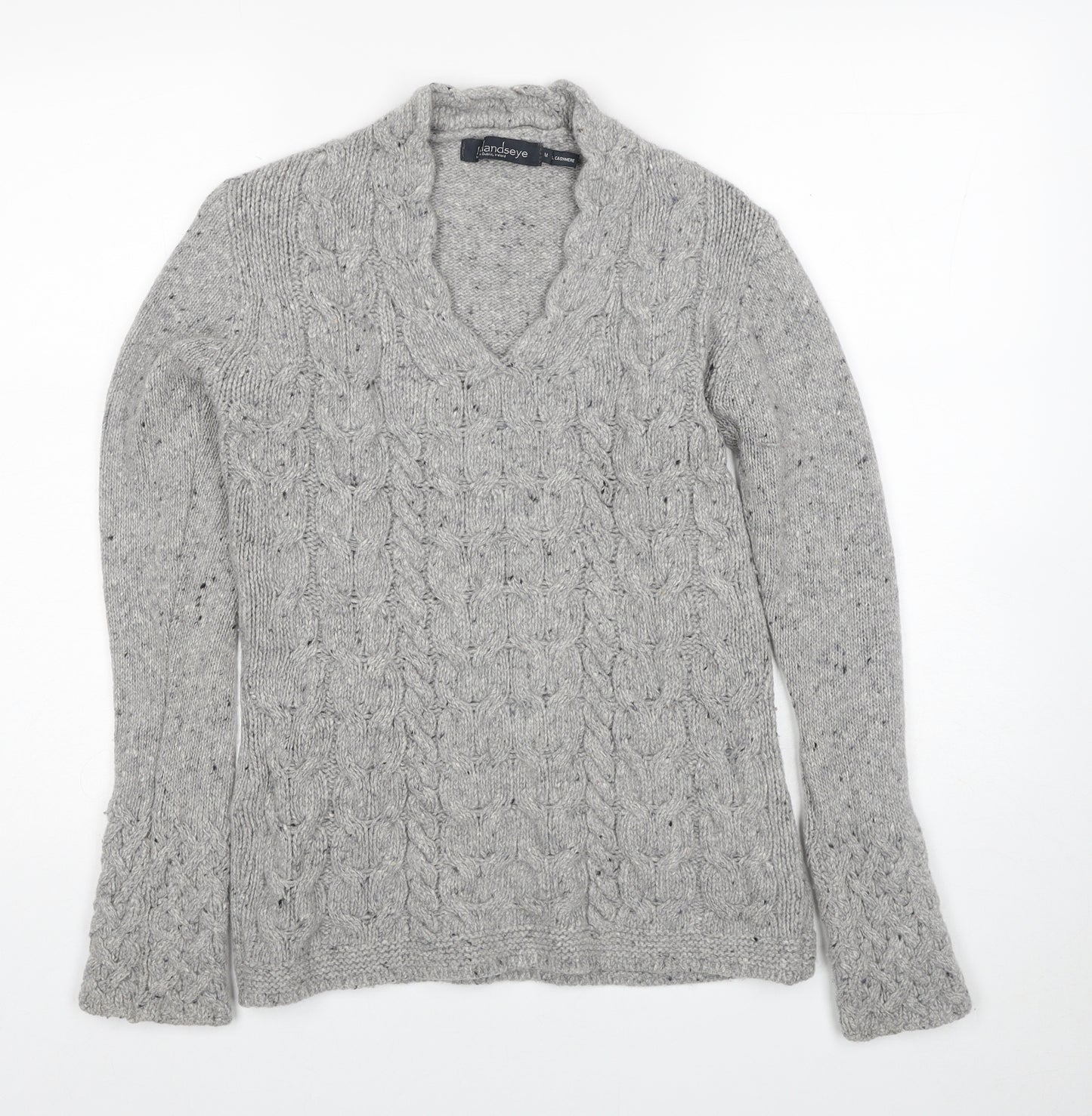 Irelandseye Womens Grey Scoop Neck Wool Pullover Jumper Size M