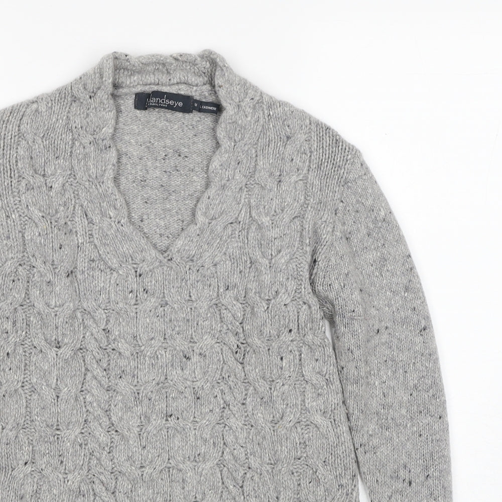 Irelandseye Womens Grey Scoop Neck Wool Pullover Jumper Size M
