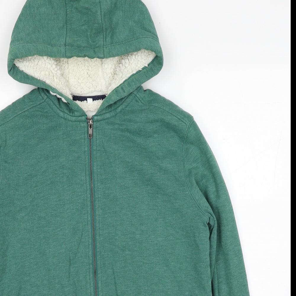 Marks and Spencer Girls Green Cotton Full Zip Hoodie Size 13-14 Years Zip