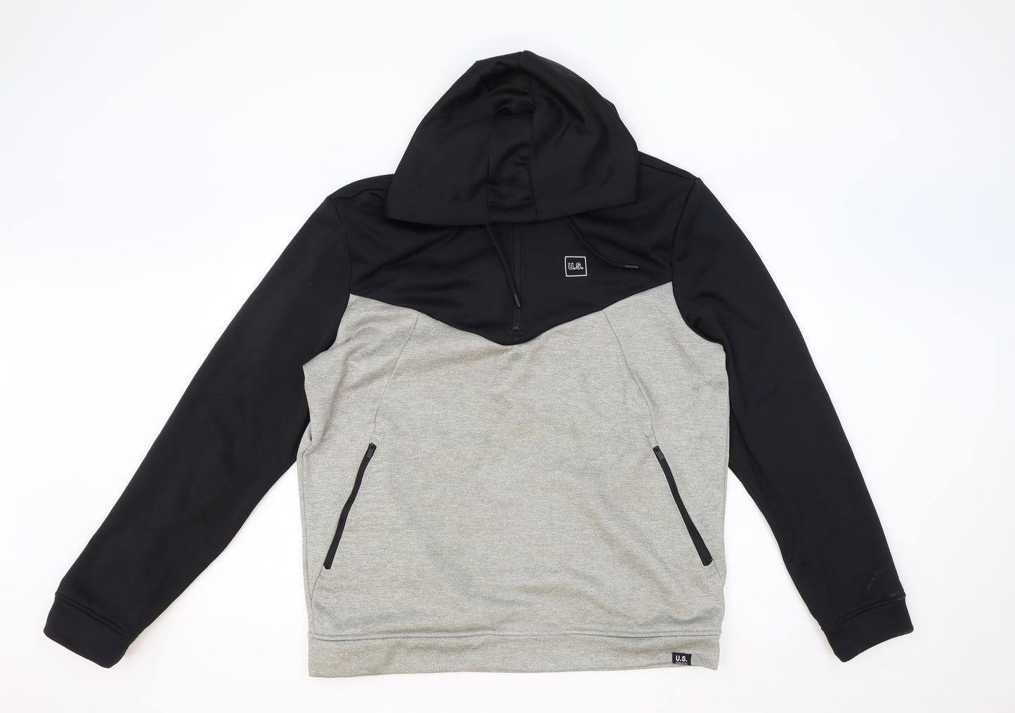 U.S. Athletic Mens Grey Polyester Pullover Hoodie Size M