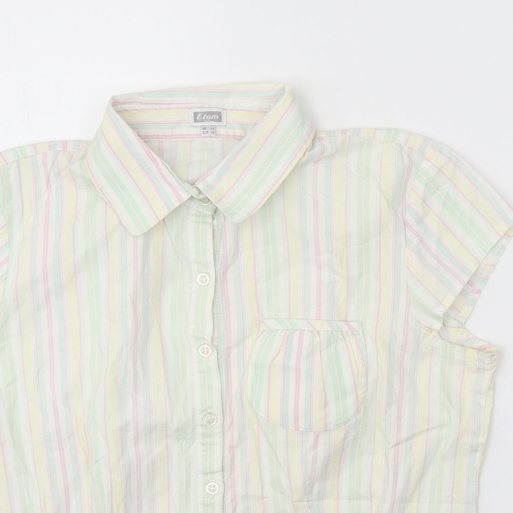 Etam Womens Multicoloured Striped Cotton Basic Button-Up Size 14 Collared