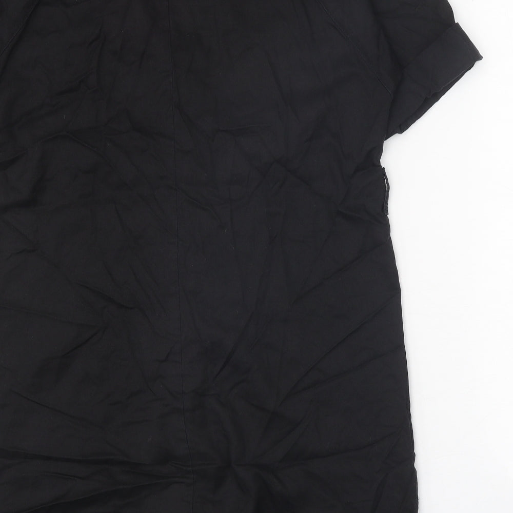 New Look Womens Black Lyocell A-Line Size 12 V-Neck Button