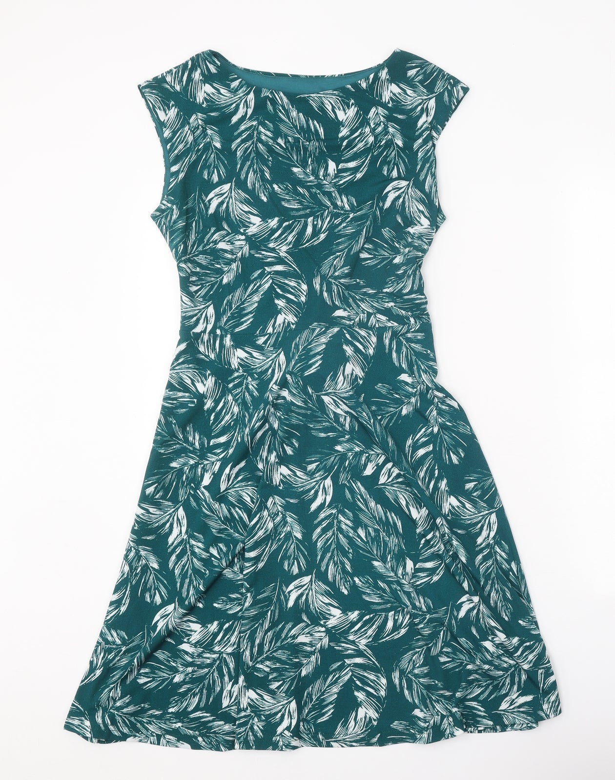 Apricot Womens Green Floral Polyester Fit & Flare Size 8 Boat Neck Tie