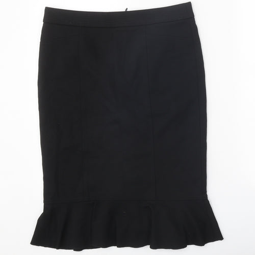 CC Womens Black Viscose Trumpet Skirt Size 10 Zip