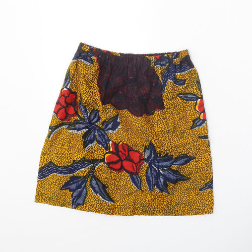 Preworn Womens Yellow Floral Polyester Straight & Pencil Skirt Size 21 in - Waist 21 Inches