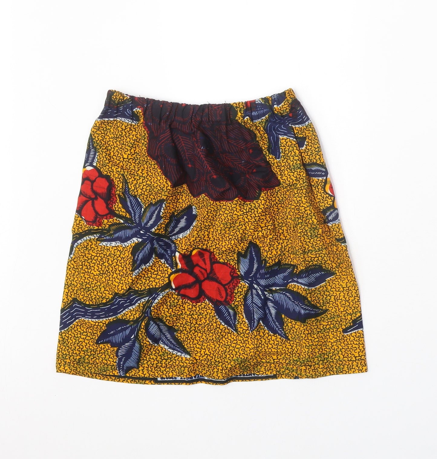 Preworn Womens Yellow Floral Polyester Straight & Pencil Skirt Size 21 in - Waist 21 Inches