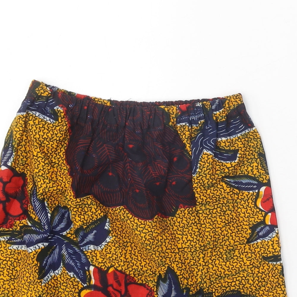 Preworn Womens Yellow Floral Polyester Straight & Pencil Skirt Size 21 in - Waist 21 Inches