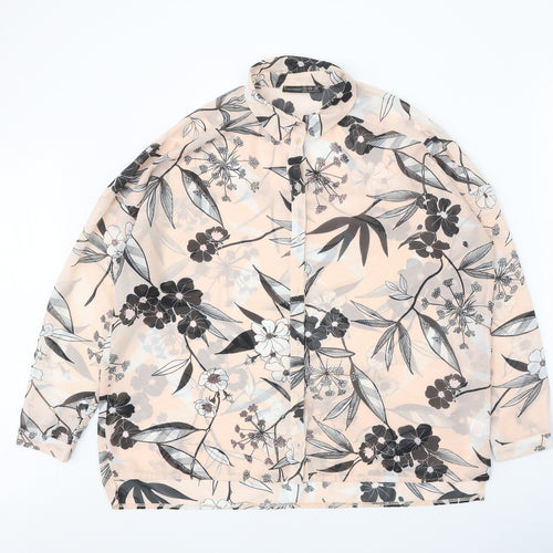 Atmosphere Womens Beige Floral Polyester Basic Button-Up Size 12 Collared