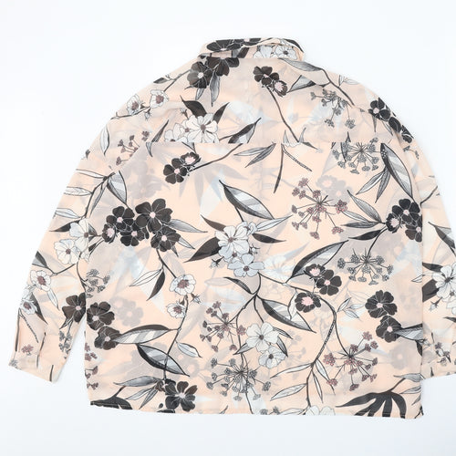 Atmosphere Womens Beige Floral Polyester Basic Button-Up Size 12 Collared
