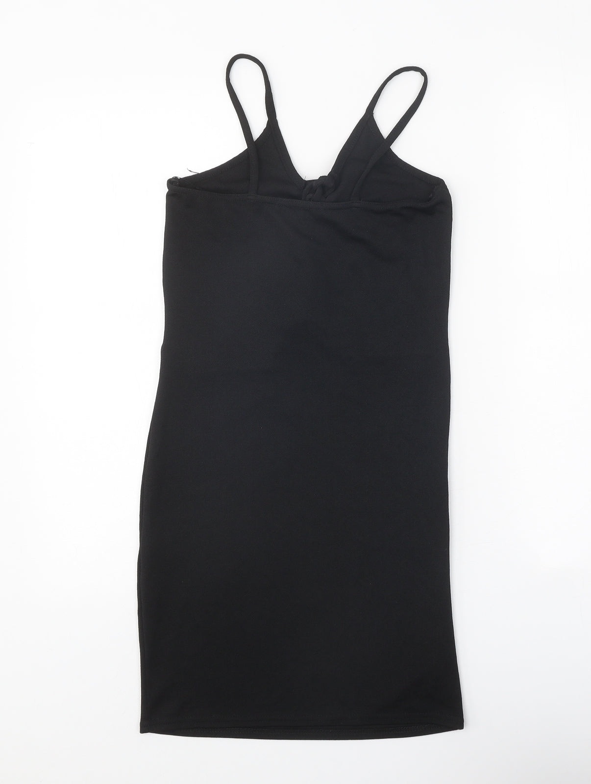 Prague Womens Black Polyester Bodycon Size 8 V-Neck Lace Up