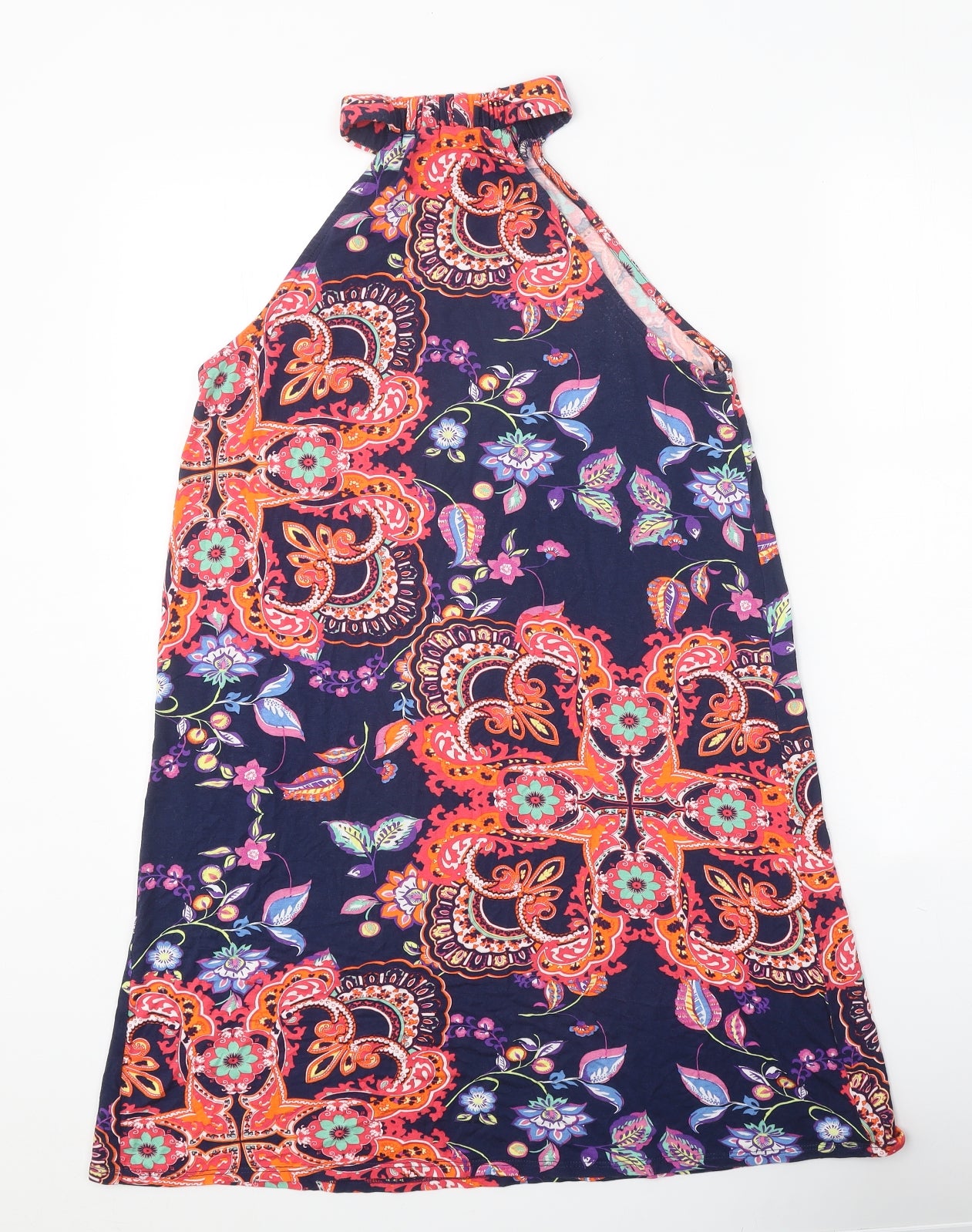 George Womens Blue Floral Viscose Tunic Tank Size 10 Halter