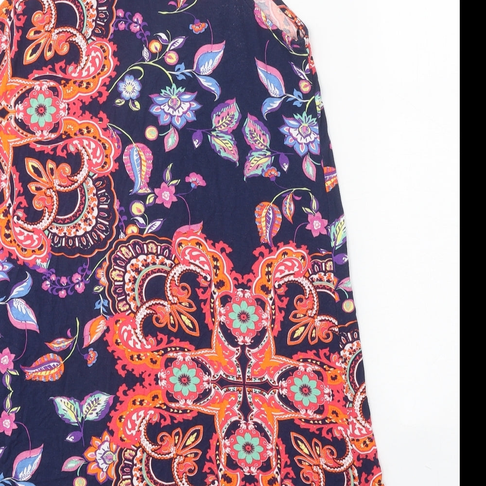 George Womens Blue Floral Viscose Tunic Tank Size 10 Halter