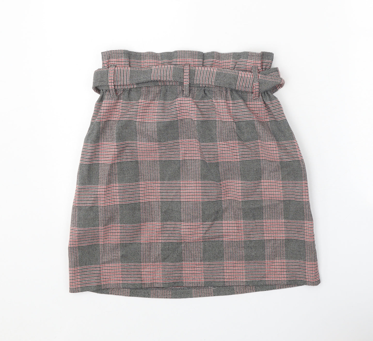 Zara Womens Black Plaid Polyester Straight & Pencil Skirt Size XS Tie