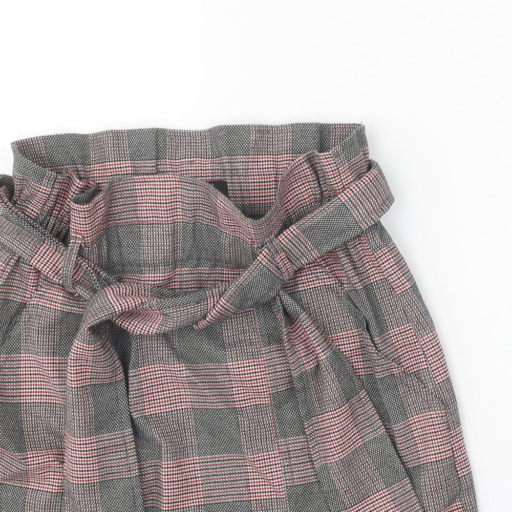 Zara Womens Black Plaid Polyester Straight & Pencil Skirt Size XS Tie