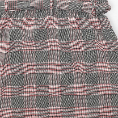 Zara Womens Black Plaid Polyester Straight & Pencil Skirt Size XS Tie