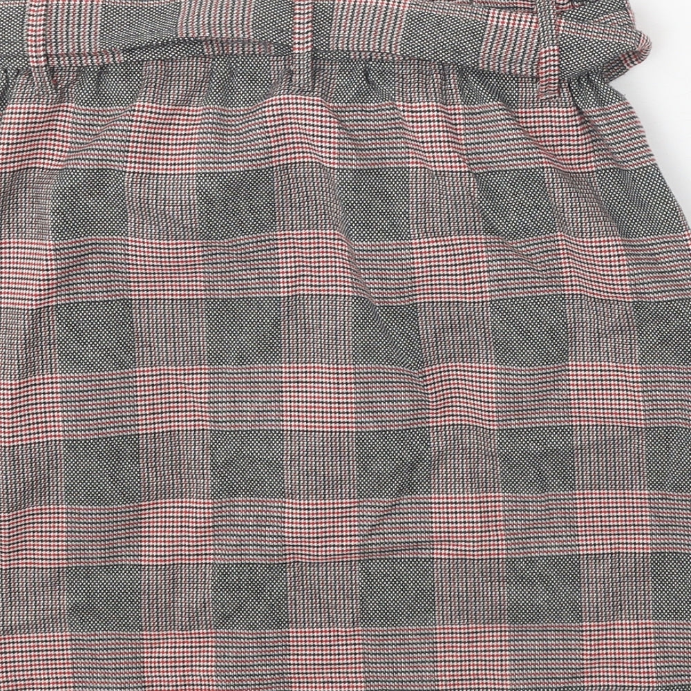 Zara Womens Black Plaid Polyester Straight & Pencil Skirt Size XS Tie