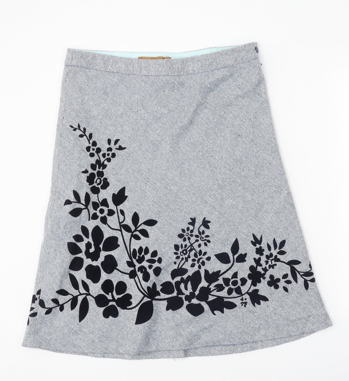 Fever Womens Blue Floral Polyester Swing Skirt Size 12 Zip