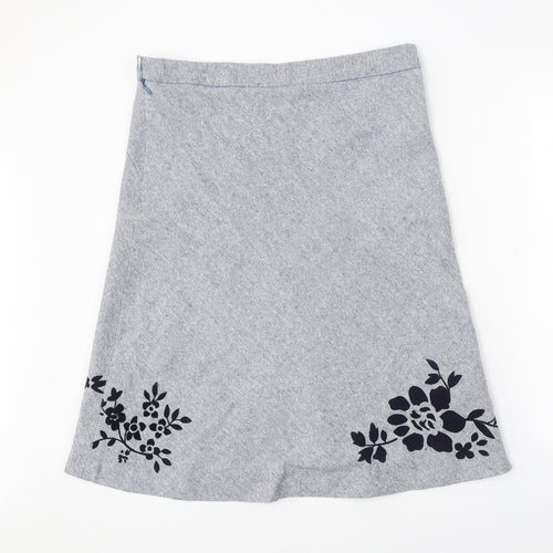 Fever Womens Blue Floral Polyester Swing Skirt Size 12 Zip