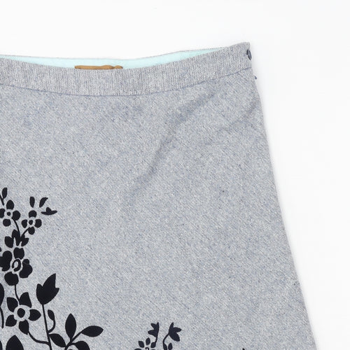 Fever Womens Blue Floral Polyester Swing Skirt Size 12 Zip