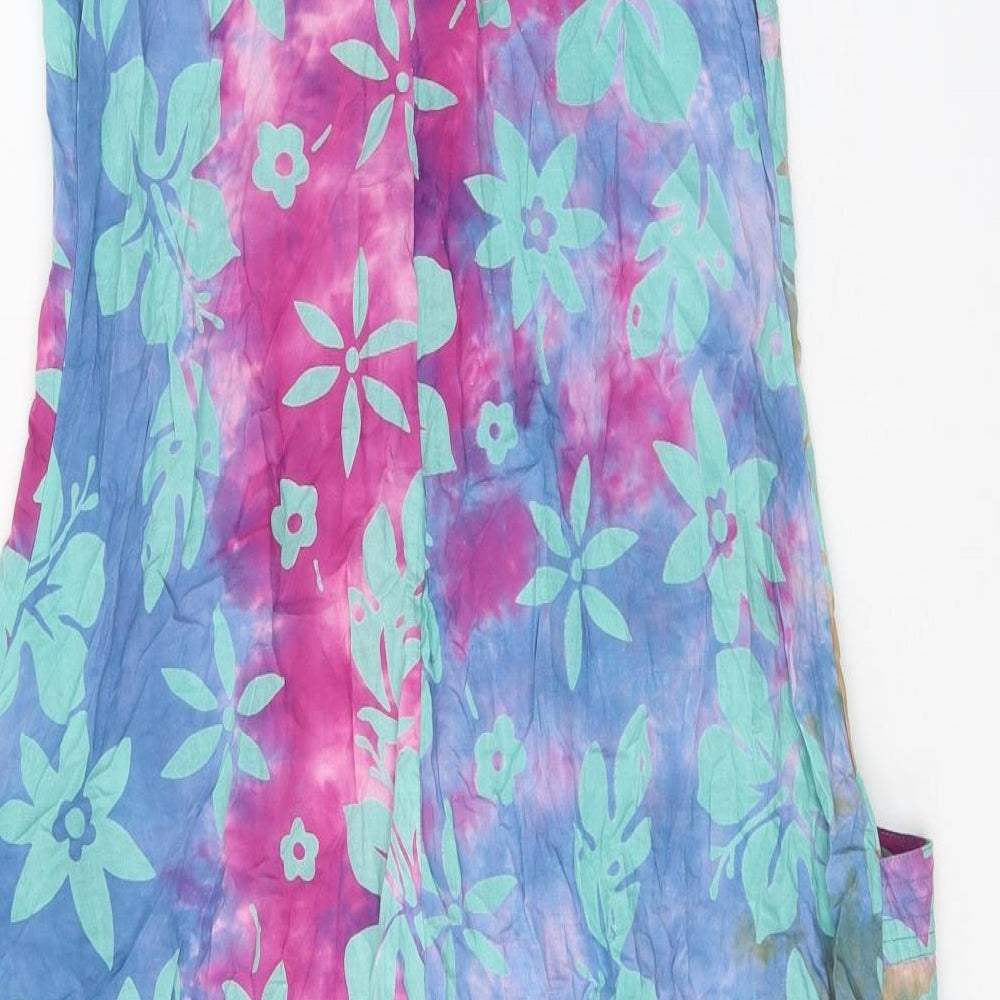 Cazz Womens Multicoloured Floral Polyester Tank Dress Size M V-Neck Pullover