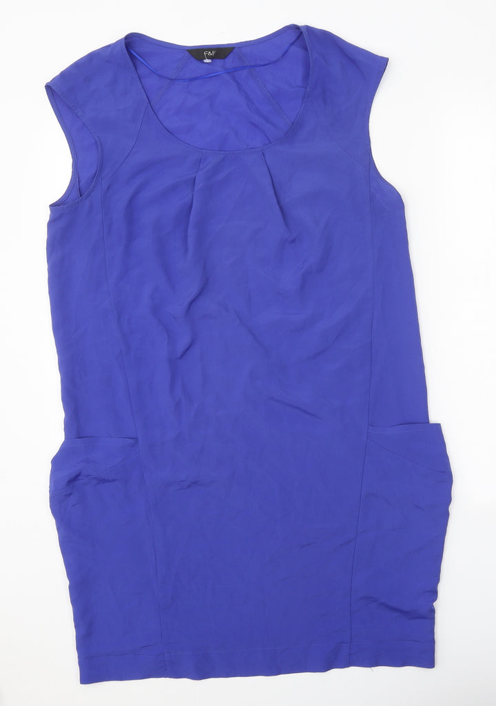 F&F Womens Blue Polyester A-Line One Size Round Neck Pullover