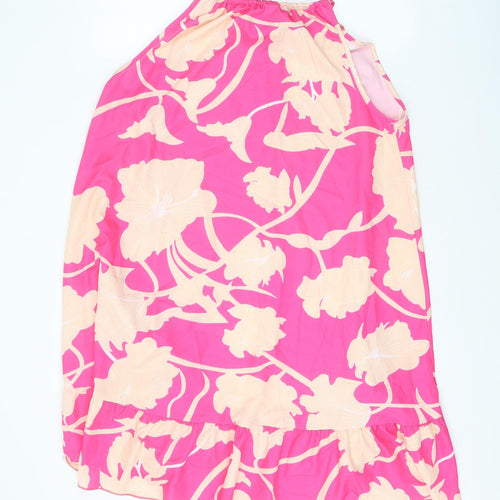 Preworn Womens Pink Floral Polyester Trapeze & Swing One Size Boat Neck Tie
