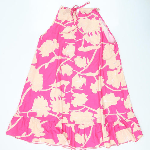 Preworn Womens Pink Floral Polyester Trapeze & Swing One Size Boat Neck Tie