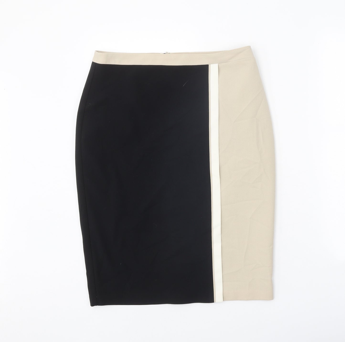 Marks and Spencer Womens Black Polyester Straight & Pencil Skirt Size 10 Zip