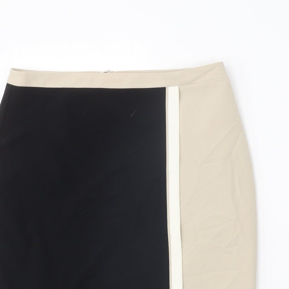 Marks and Spencer Womens Black Polyester Straight & Pencil Skirt Size 10 Zip
