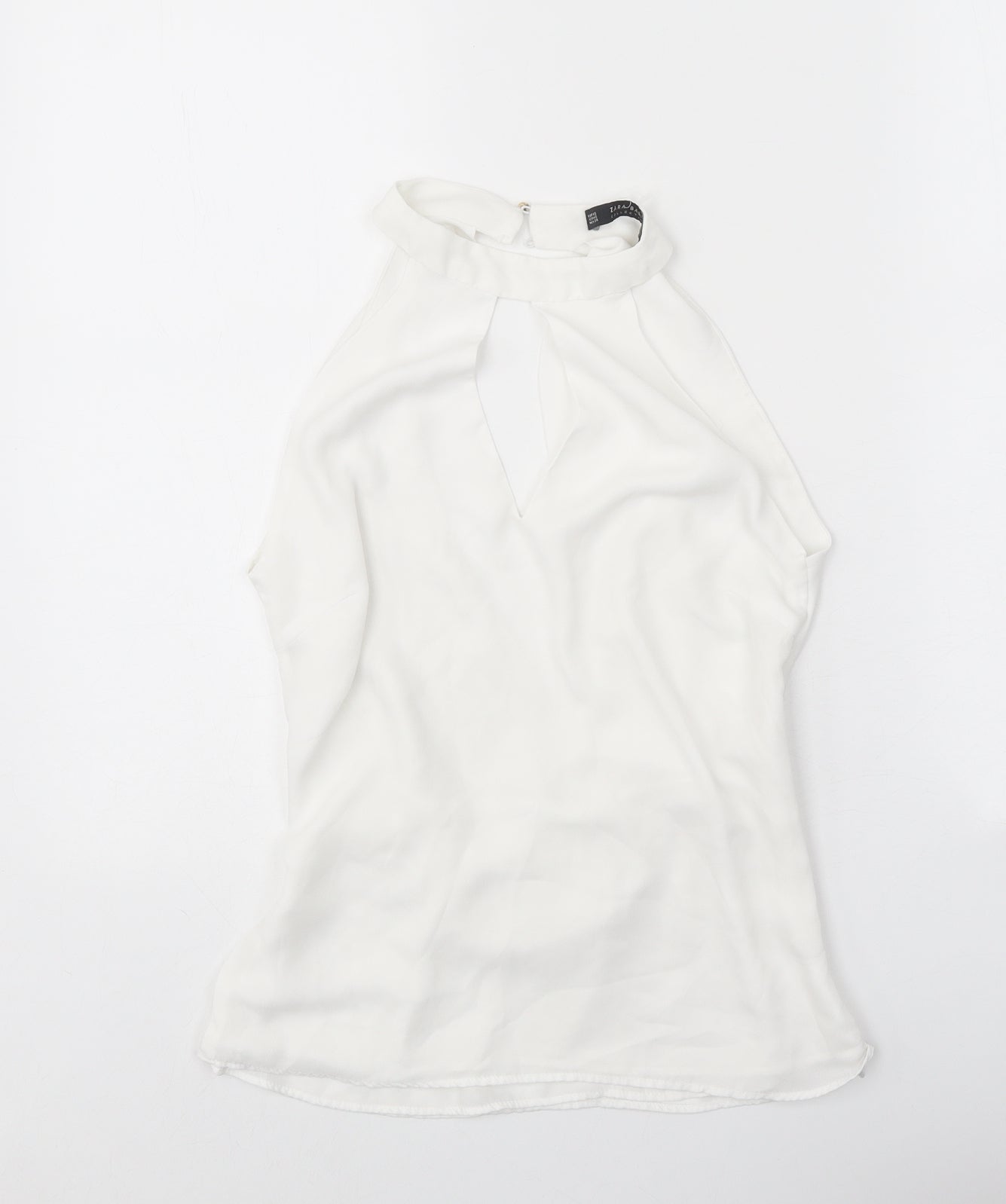 Zara Womens White Polyester Basic Tank Size XS Round Neck
