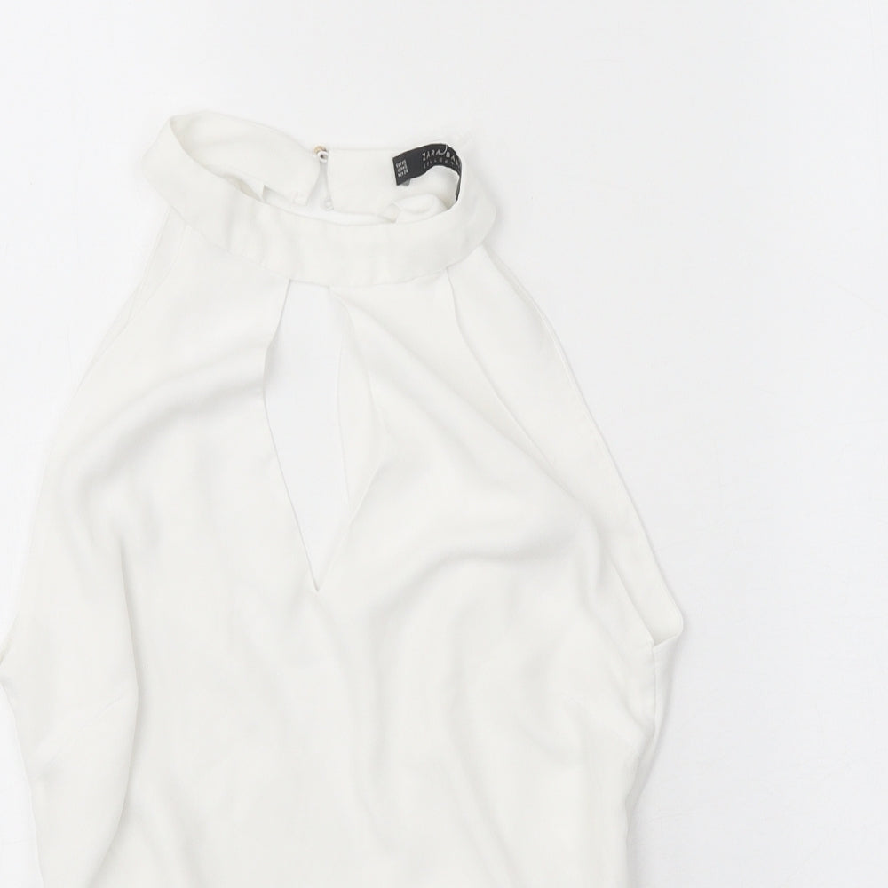 Zara Womens White Polyester Basic Tank Size XS Round Neck