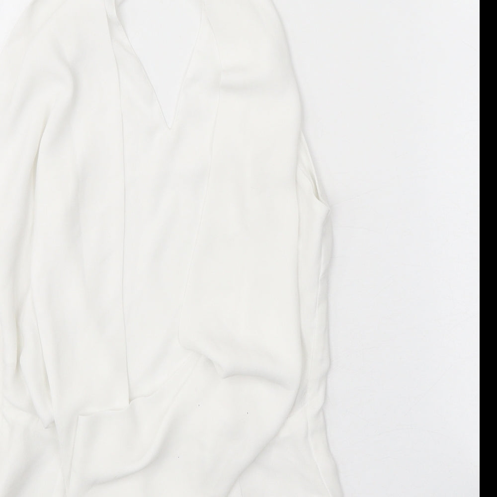 Zara Womens White Polyester Basic Tank Size XS Round Neck