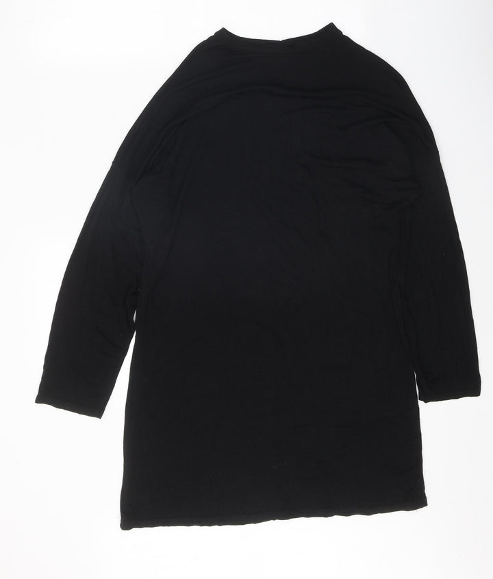 Boohoo Womens Black Polyester A-Line Size 10 Round Neck Pullover