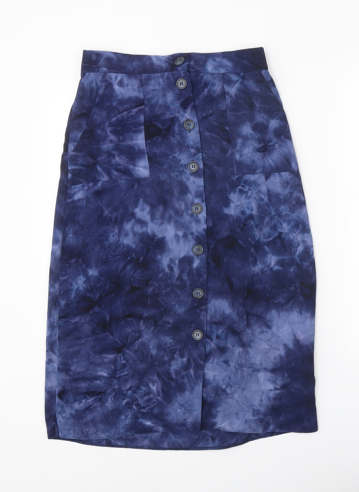 Dorothy Perkins Womens Blue Geometric Polyester Straight & Pencil Skirt Size 10 Button