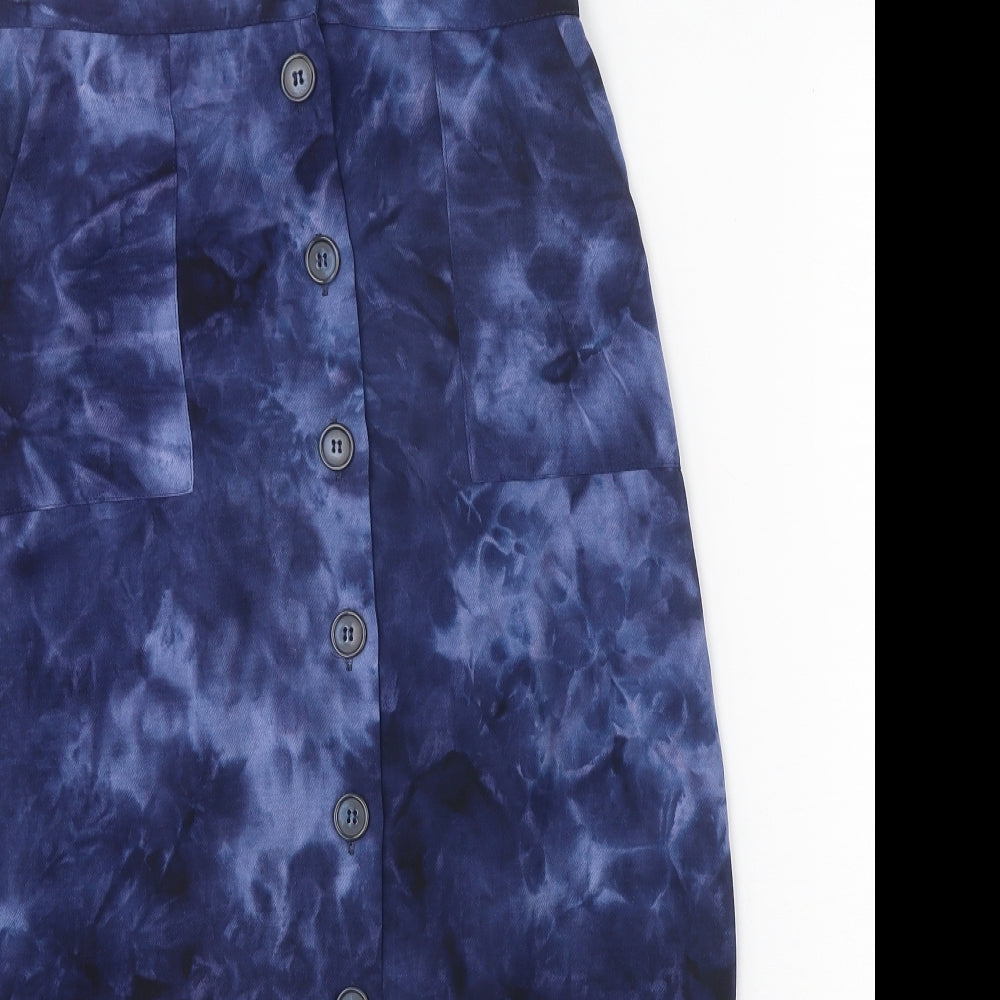 Dorothy Perkins Womens Blue Geometric Polyester Straight & Pencil Skirt Size 10 Button