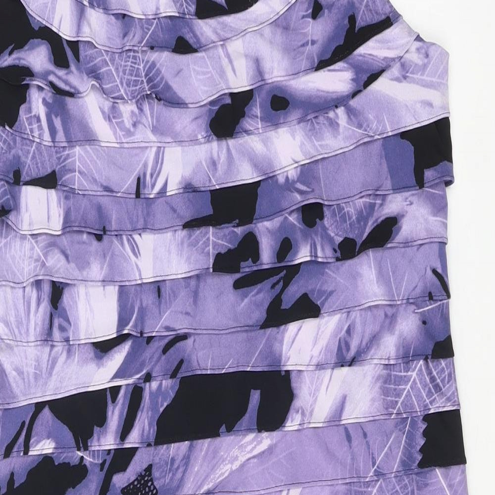 Gold Womens Purple Geometric Polyester A-Line Size 18 Round Neck Zip