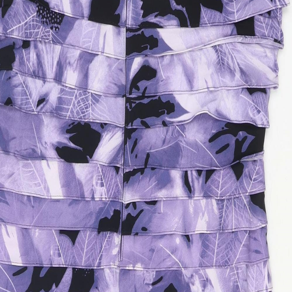 Gold Womens Purple Geometric Polyester A-Line Size 18 Round Neck Zip