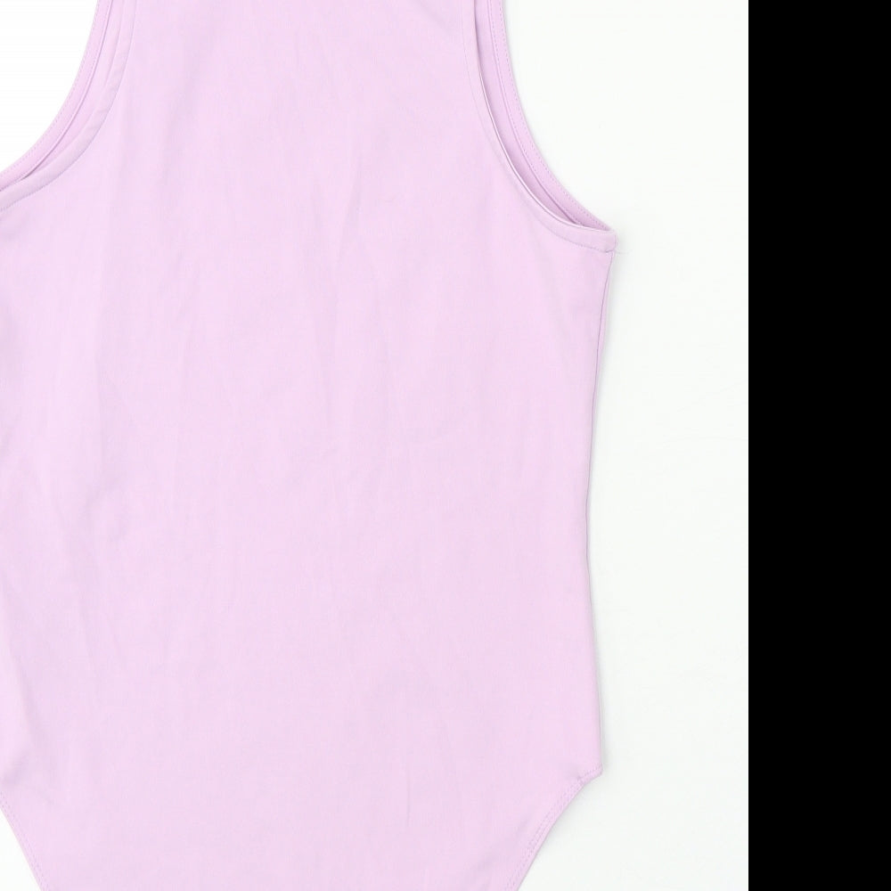 New Look Womens Purple Polyester Bodysuit One-Piece Size 14 Snap