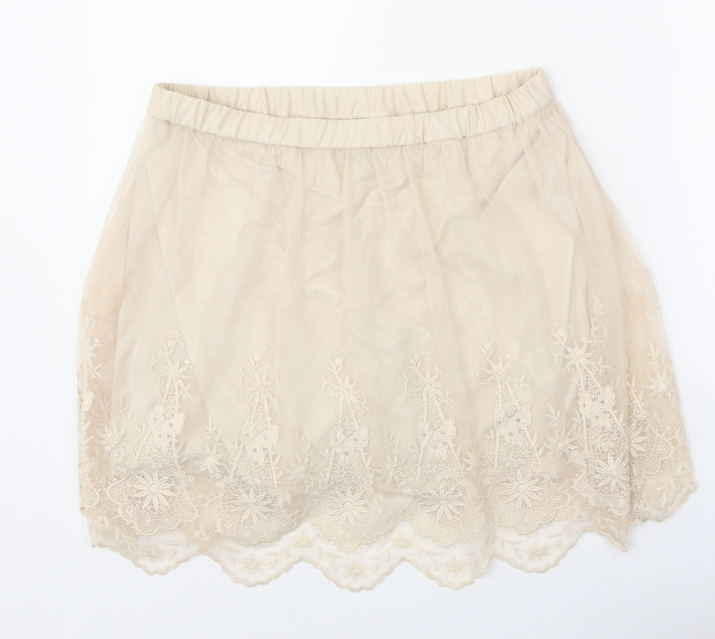 Divided Womens Beige Floral Polyester Skater Skirt Size 14