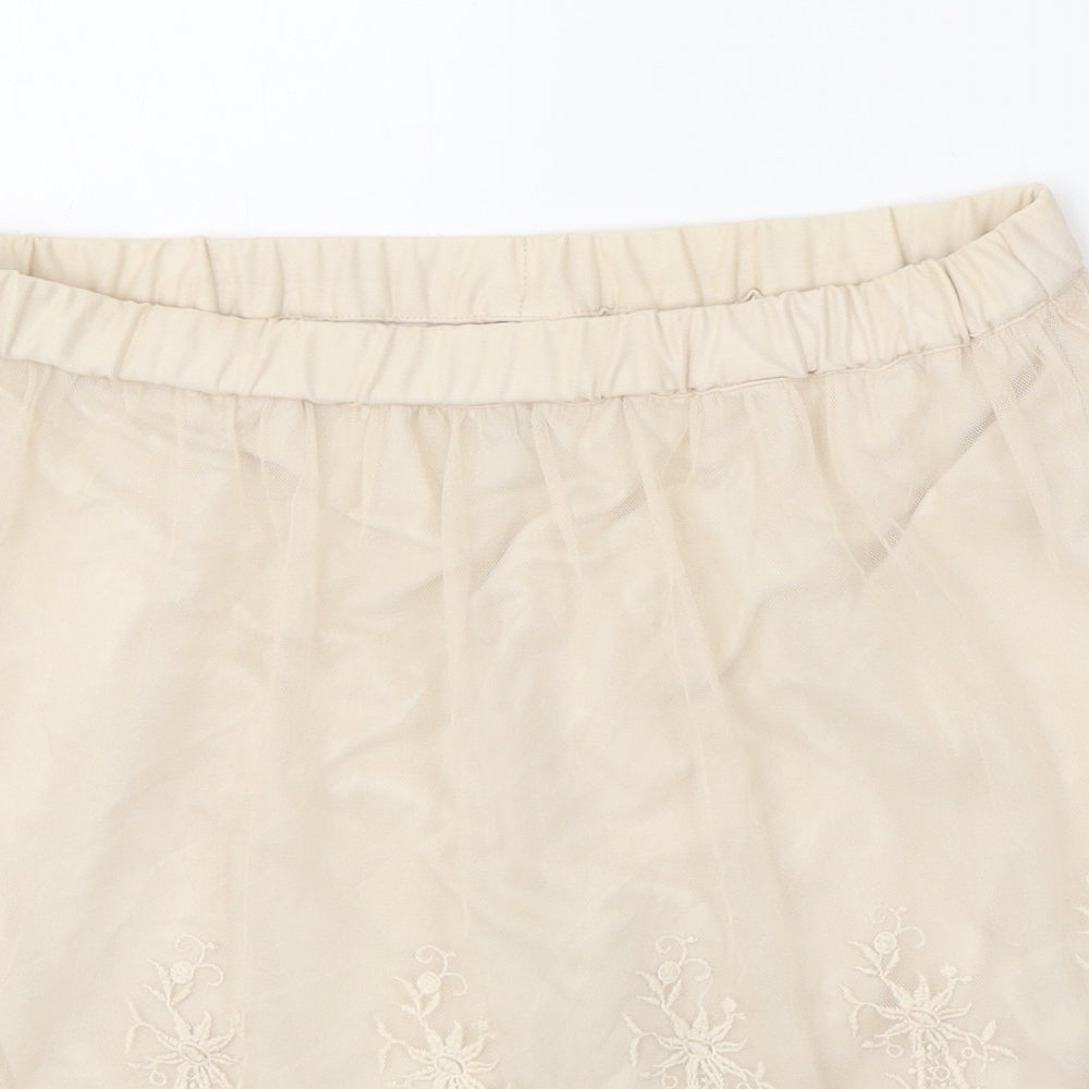 Divided Womens Beige Floral Polyester Skater Skirt Size 14