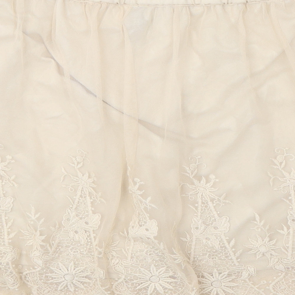 Divided Womens Beige Floral Polyester Skater Skirt Size 14