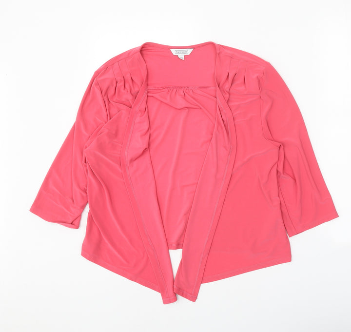 Nightingales Womens Pink V-Neck Polyester Cardigan Jumper Size 16