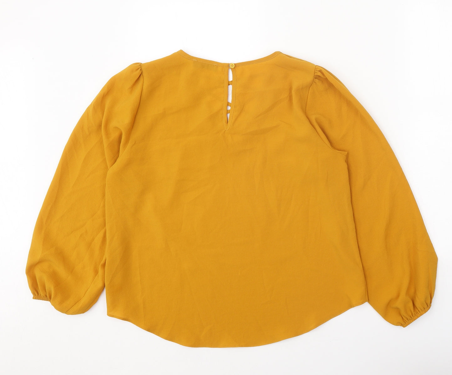 Papaya Womens Yellow Polyester Basic Blouse Size 14 V-Neck