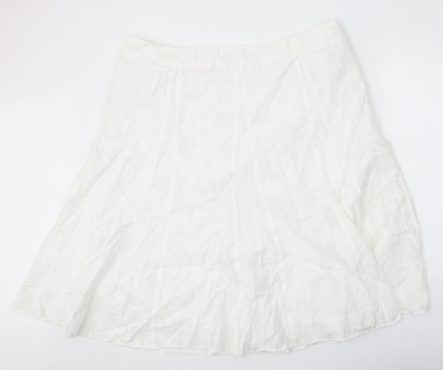 Classic Womens White Viscose Swing Skirt Size 22 Zip