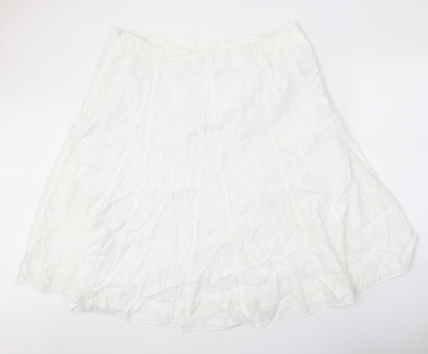 Classic Womens White Viscose Swing Skirt Size 22 Zip