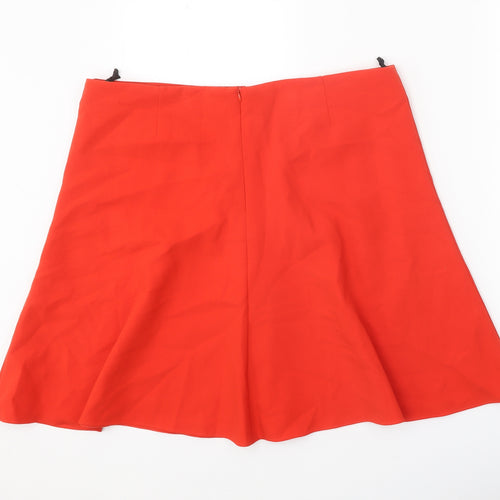 Marks and Spencer Womens Red Polyester Skater Skirt Size 37 in Zip
