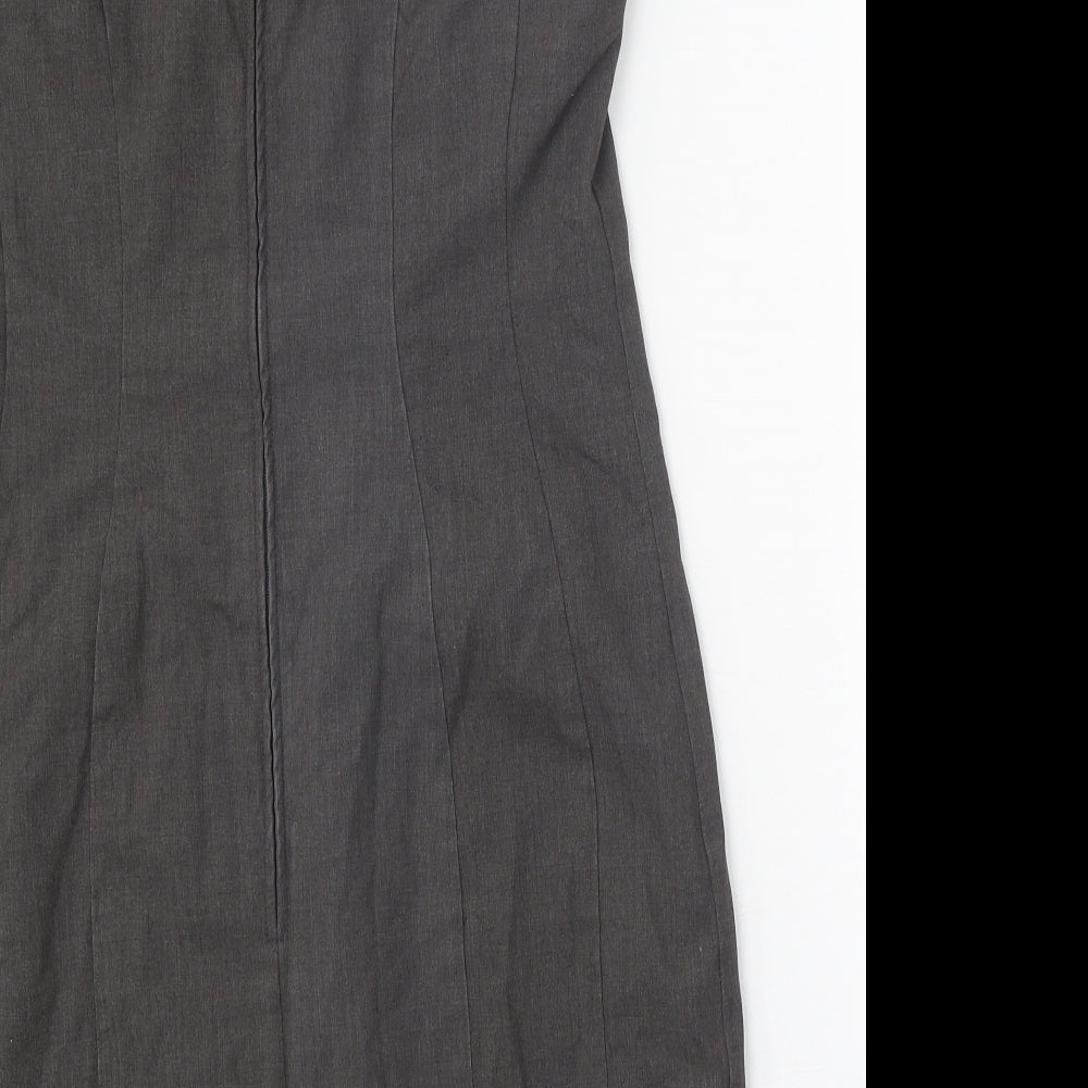 H&M Womens Grey Polyester Sheath Size 14 Scoop Neck Zip